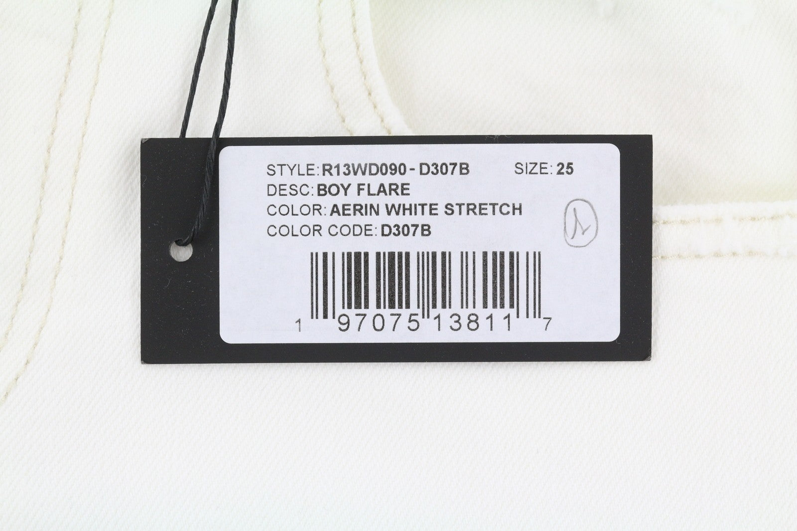 R13 Boy Flare Women Jeans 25 Aerin White Stretch Bootcut Fit Zip Fly Light SS25