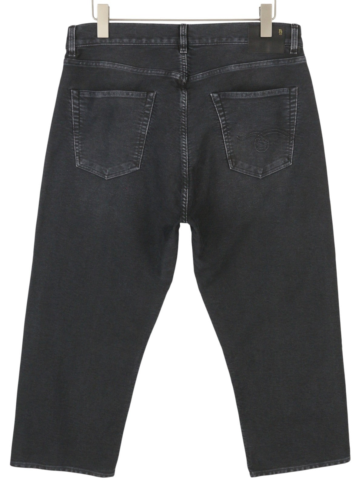 R13 X-BF Women Jeans 30 Black Garment Dyed Moleskin Faded Cropped Ankle FW25