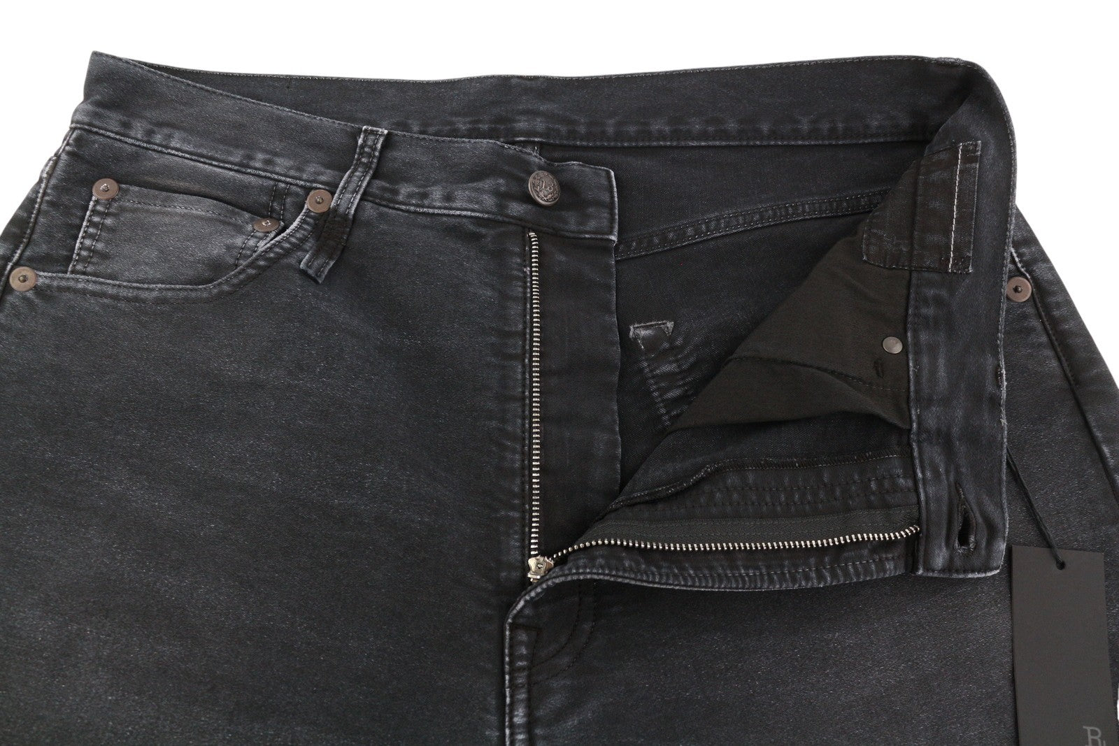 R13 X-BF Women Jeans 30 Black Garment Dyed Moleskin Faded Cropped Ankle FW25