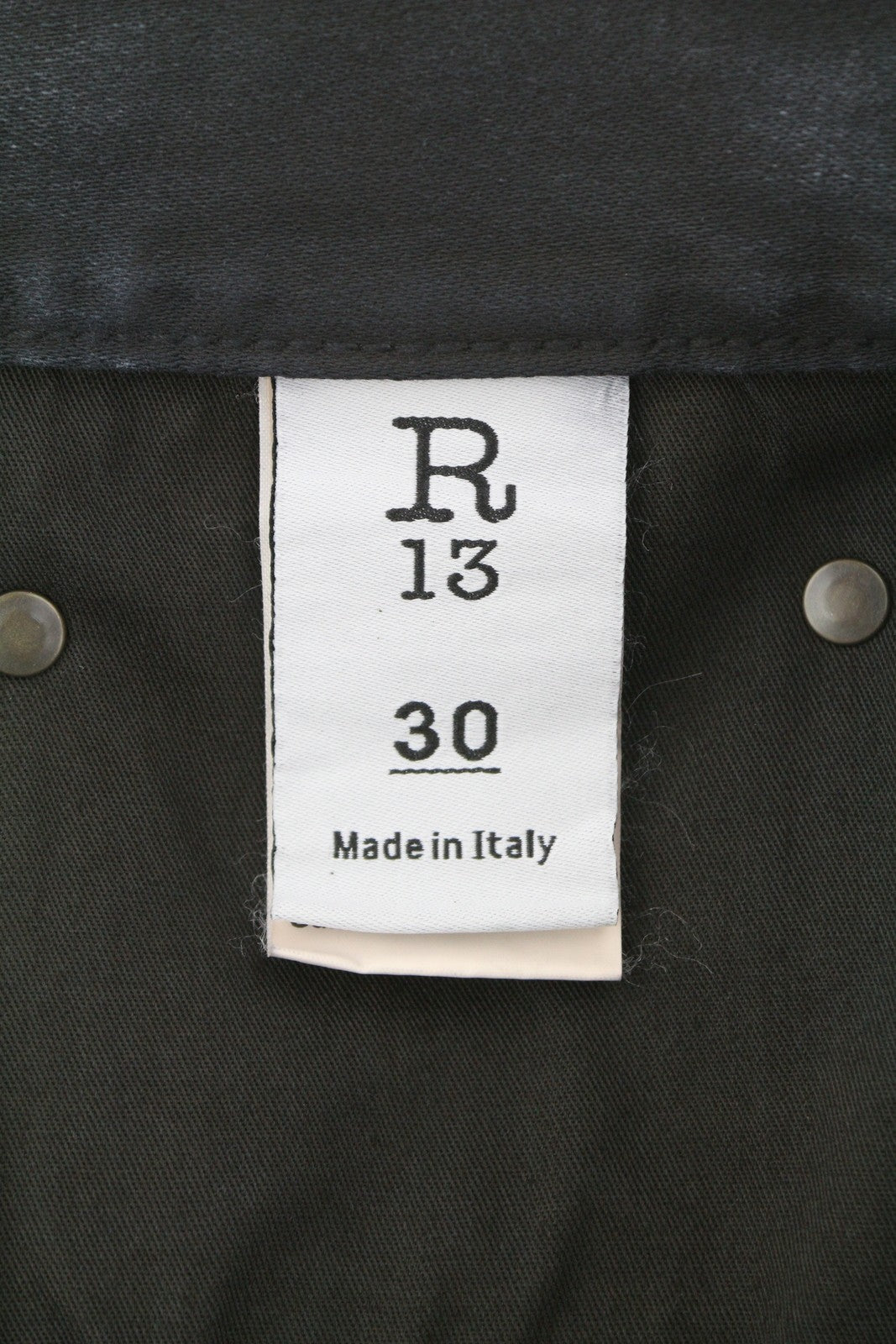 R13 X-BF Women Jeans 30 Black Garment Dyed Moleskin Faded Cropped Ankle FW25