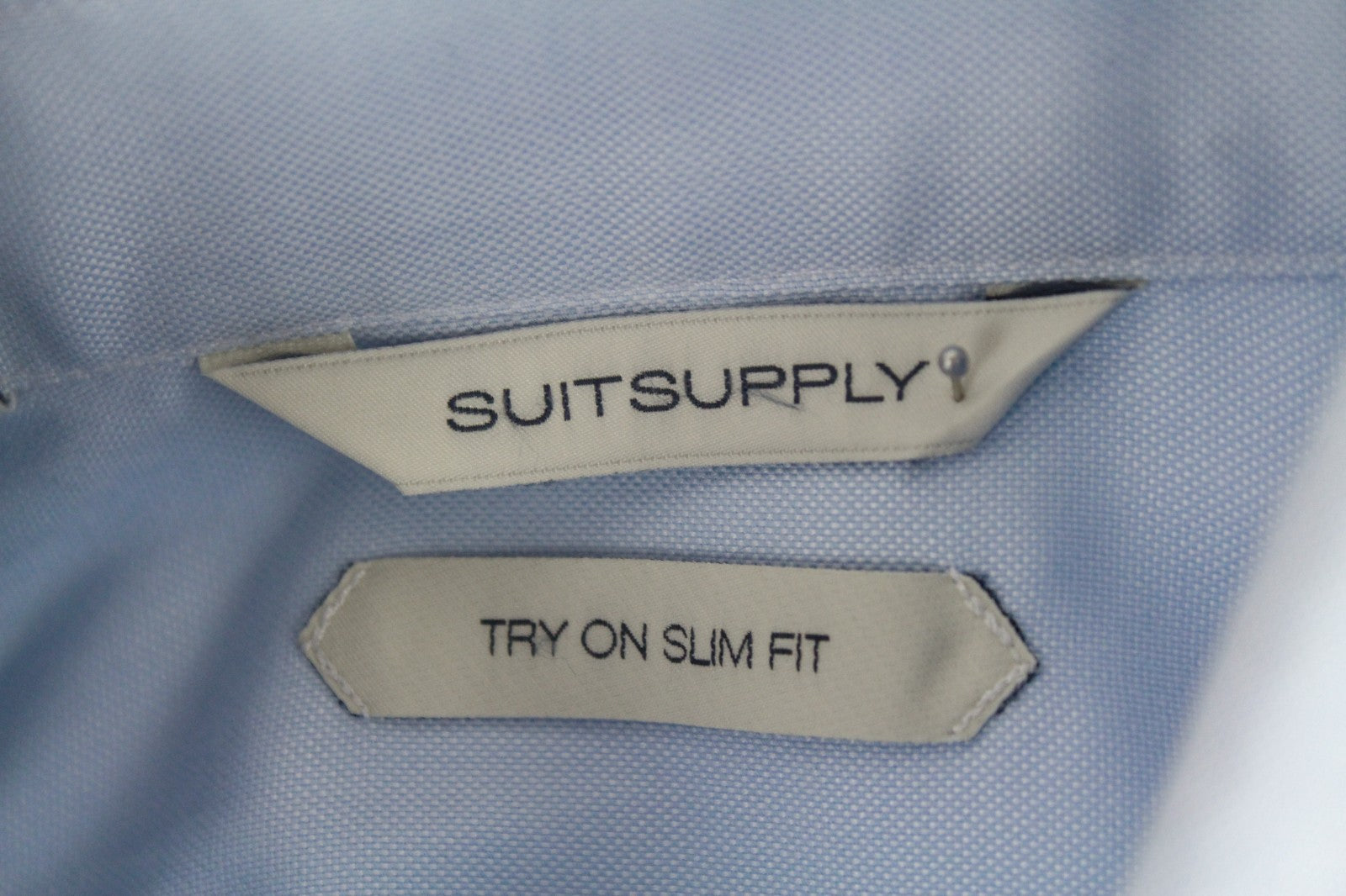 SUITSUPPLY Men's Formal Shirt 35/13.5 Slim Fit Blue Cotton Formal Classic Button