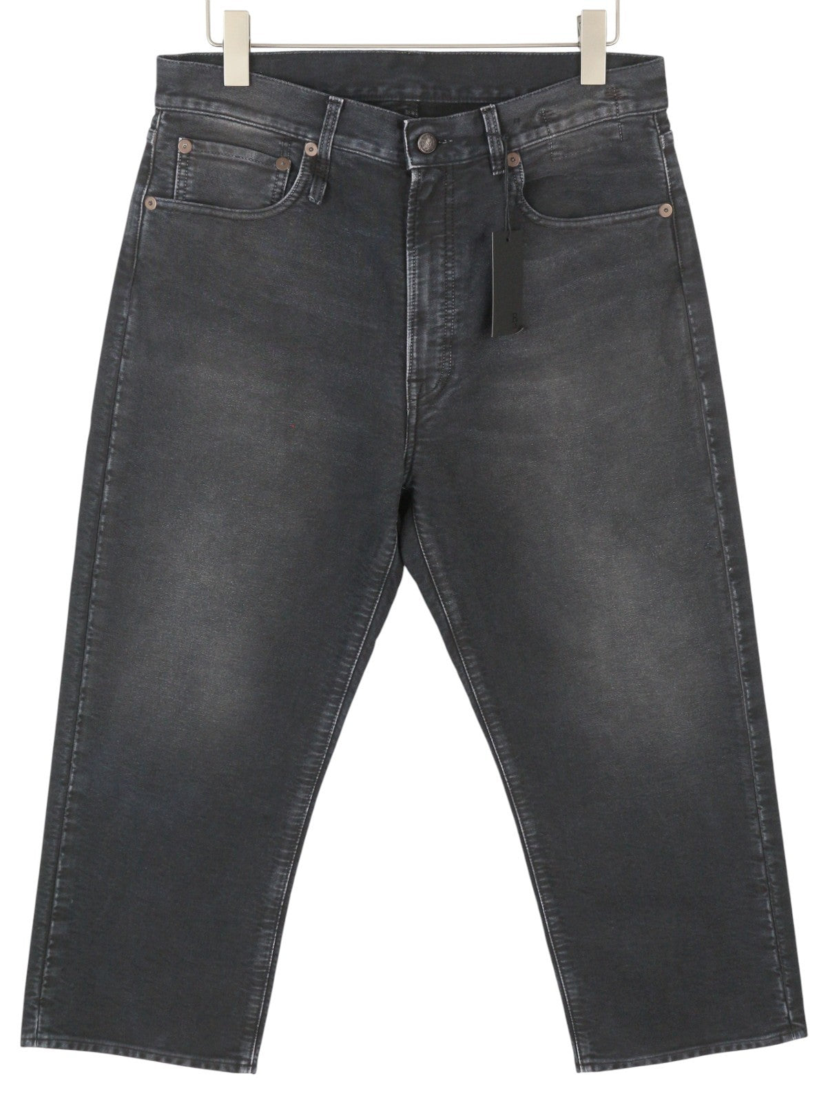 R13 X-BF Women Jeans 29 Black Garment Dyed Moleskin Faded Cropped Ankle FW25