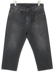 R13 X-BF Women Jeans 29 Black Garment Dyed Moleskin Faded Cropped Ankle FW25