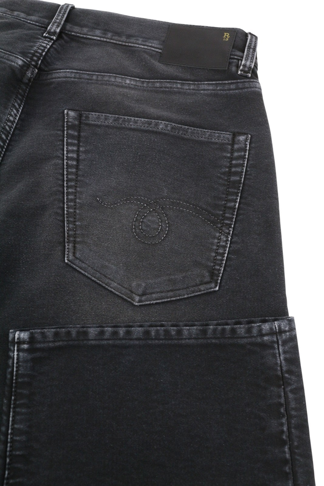 R13 X-BF Women Jeans 29 Black Garment Dyed Moleskin Faded Cropped Ankle FW25