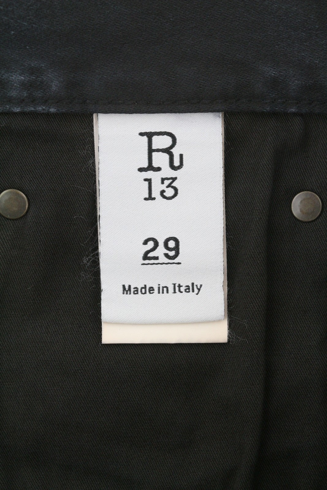 R13 X-BF Women Jeans 29 Black Garment Dyed Moleskin Faded Cropped Ankle FW25