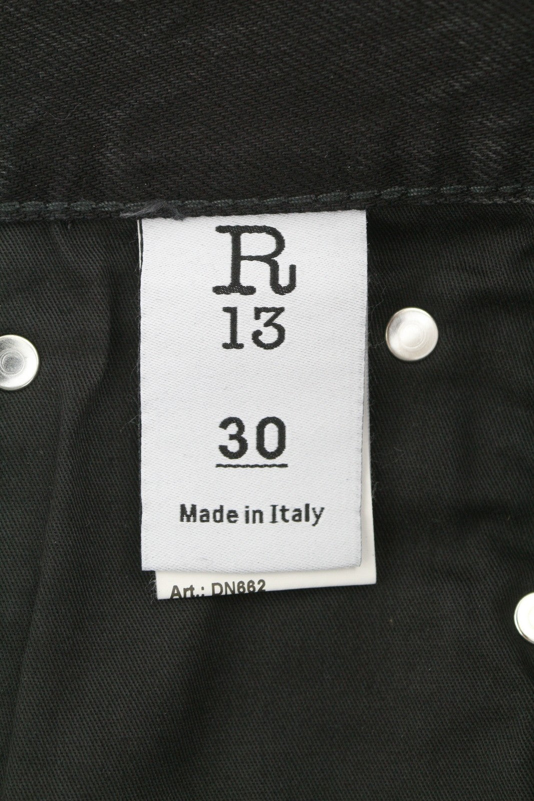 R13 Cuffed Boyfriend Men Jeans 30 Phantom Selvedge Black Limited Edition FW25