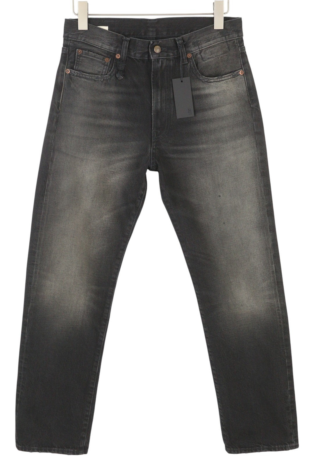 R13 Cuffed Boyfriend Men Jeans 30 Phantom Selvedge Black Limited Edition FW25