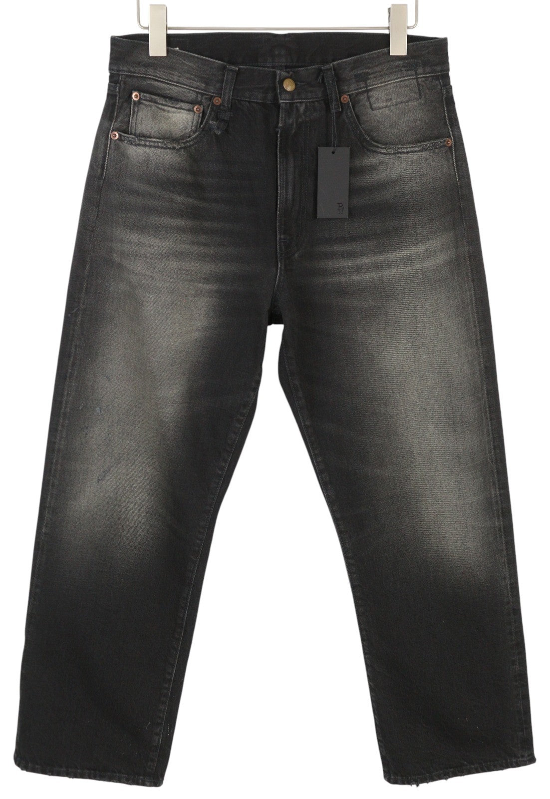 R13 Cuffed X-BF Women Jeans 28 Phantom Selvedge Black Limited Edition Faded FW25