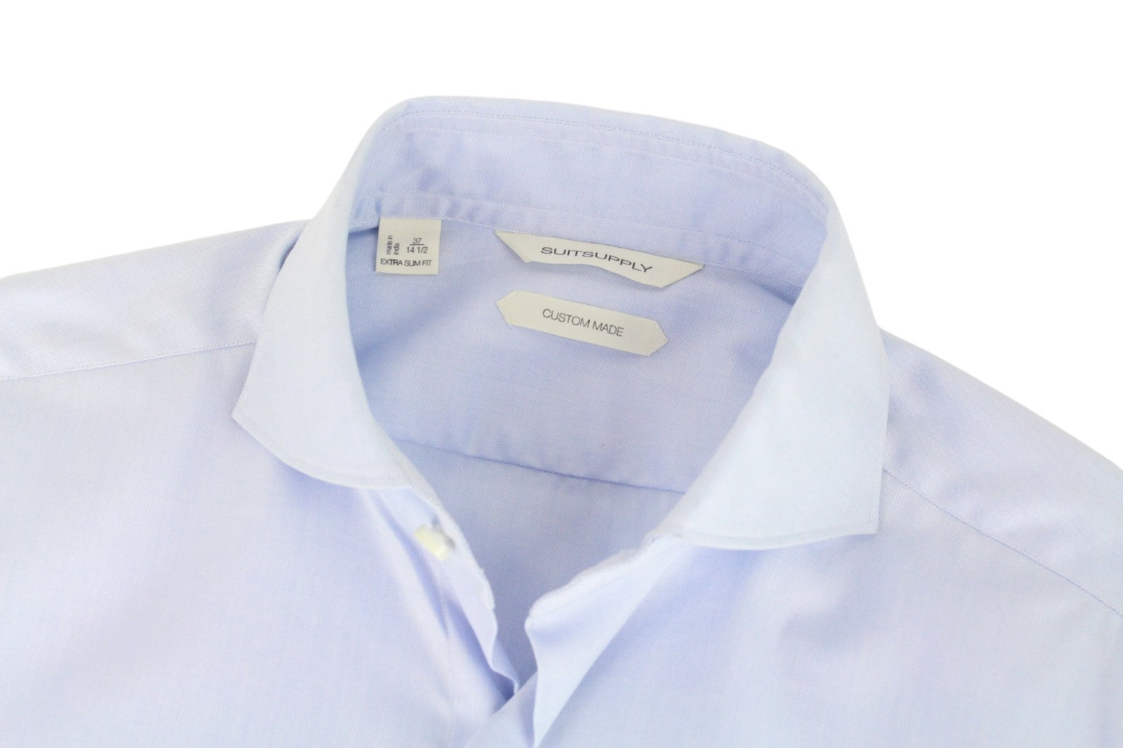 SUITSUPPLY Men's Formal Shirt 37/14.5 Light Blue Slim Cutaway Pure Cotton Formal