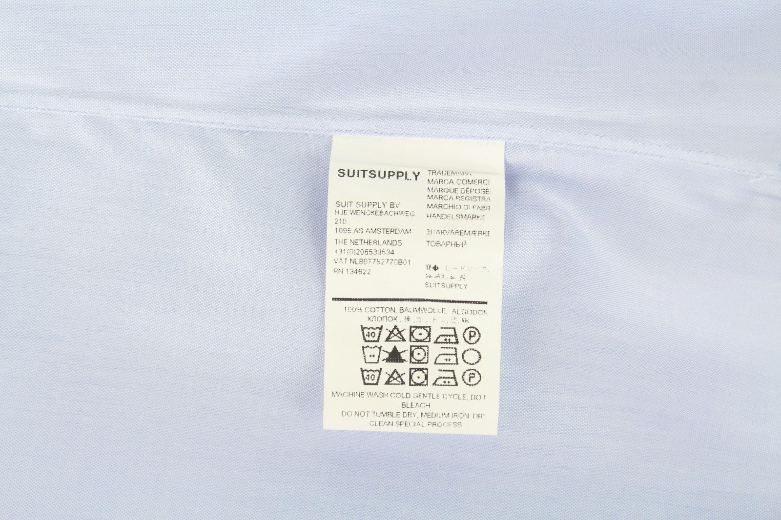 SUITSUPPLY Men's Formal Shirt 41L/16L Blue Cutaway Extra Slim Pure Cotton Formal