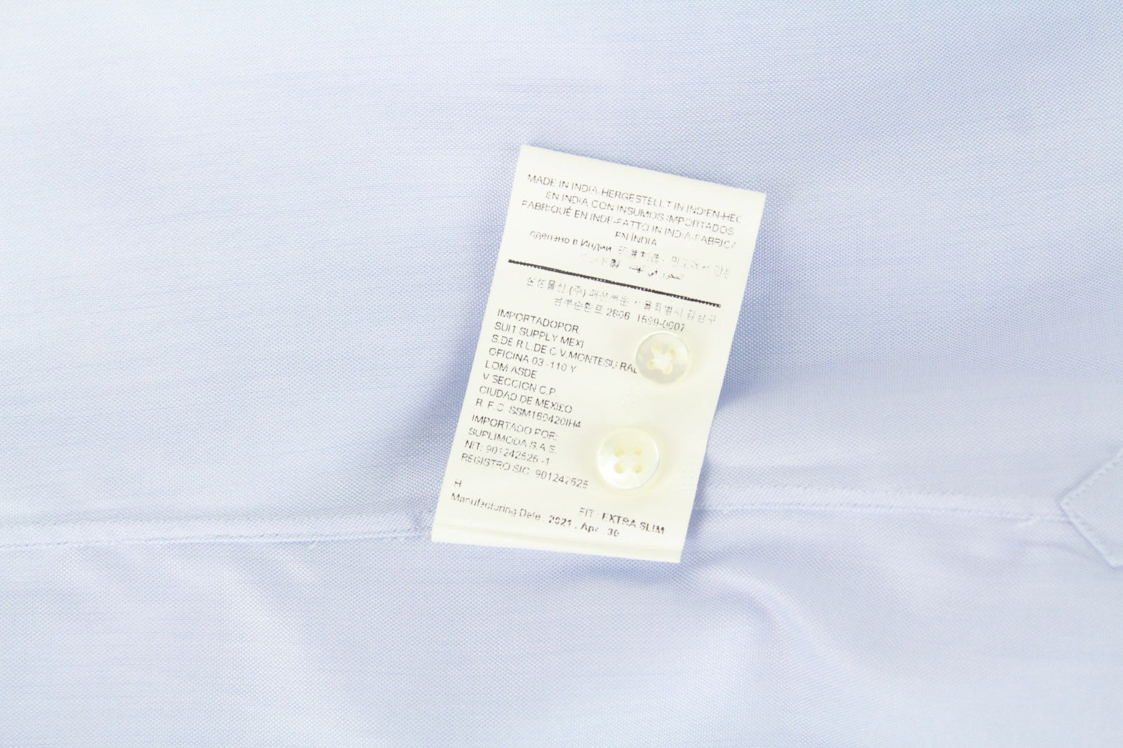 SUITSUPPLY Men's Formal Shirt 41L/16L Blue Cutaway Extra Slim Pure Cotton Formal