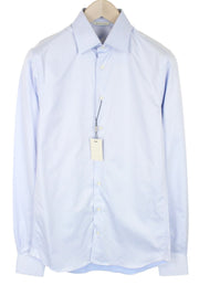 SUITSUPPLY Men's Formal Shirt 38L Light Blue Slim Fit Pure Cotton Twill Formal
