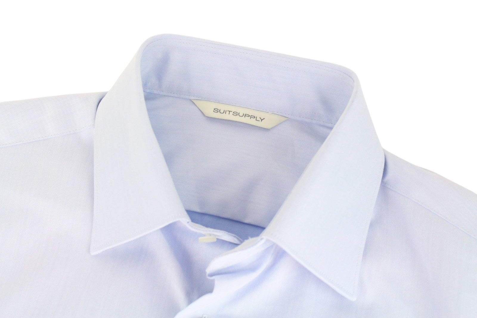 SUITSUPPLY Men's Formal Shirt 38L Light Blue Slim Fit Pure Cotton Twill Formal