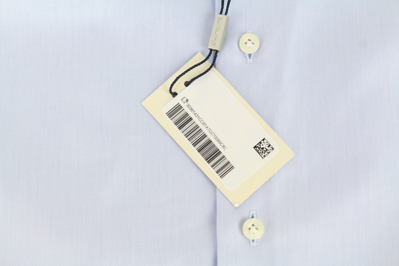 SUITSUPPLY Men's Formal Shirt 38L Light Blue Slim Fit Pure Cotton Twill Formal