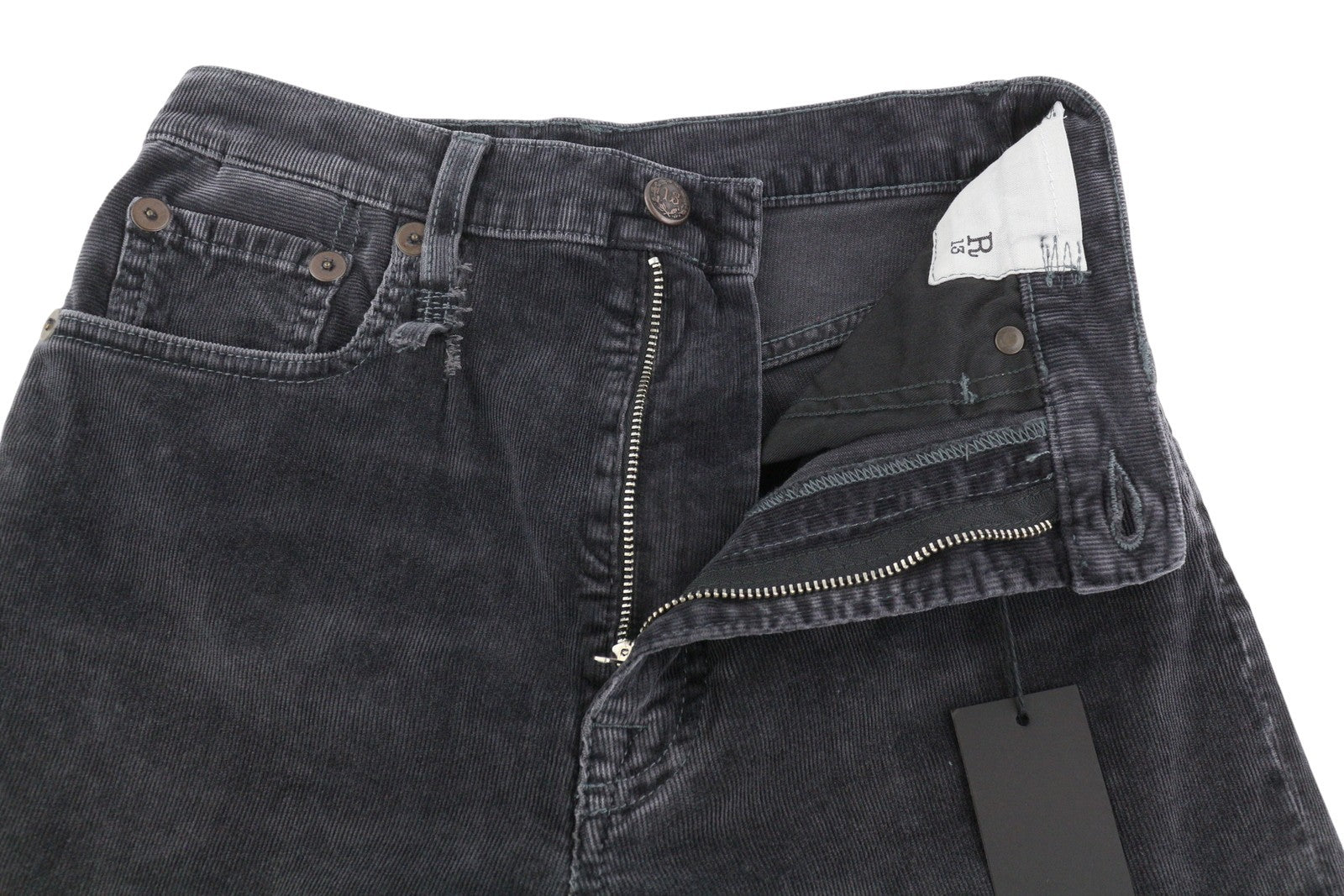 R13 Jane Women Trousers 24 Obsidian Stretch Cord Bootcut Leg Zip FW25 RRP699