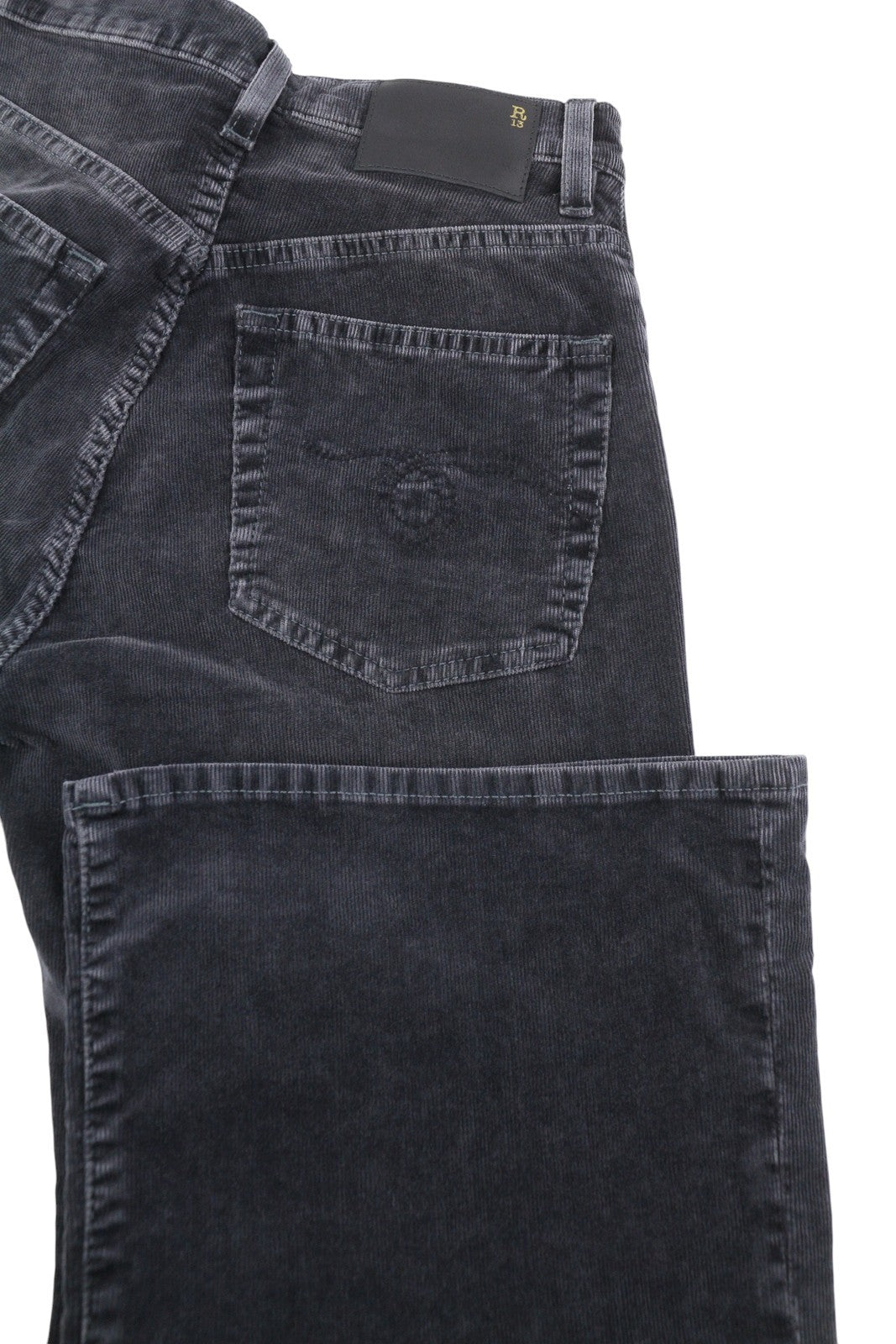 R13 Jane Women Trousers 24 Obsidian Stretch Cord Bootcut Leg Zip FW25 RRP699