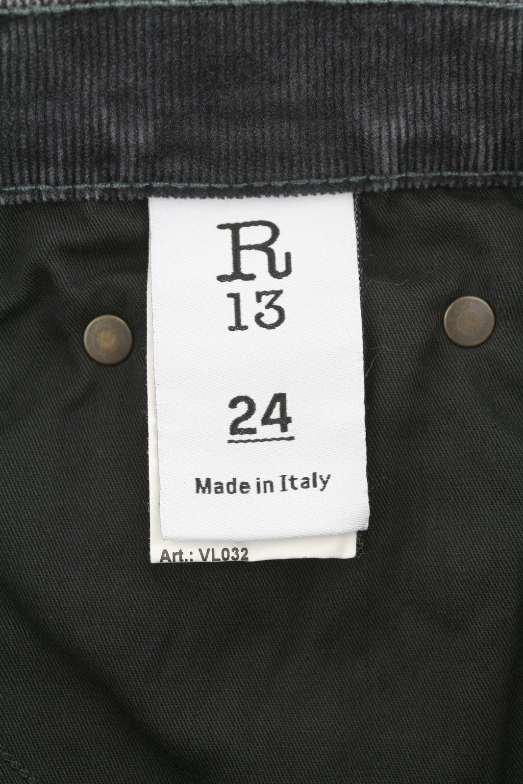 R13 Jane Women Trousers 24 Obsidian Stretch Cord Bootcut Leg Zip FW25 RRP699