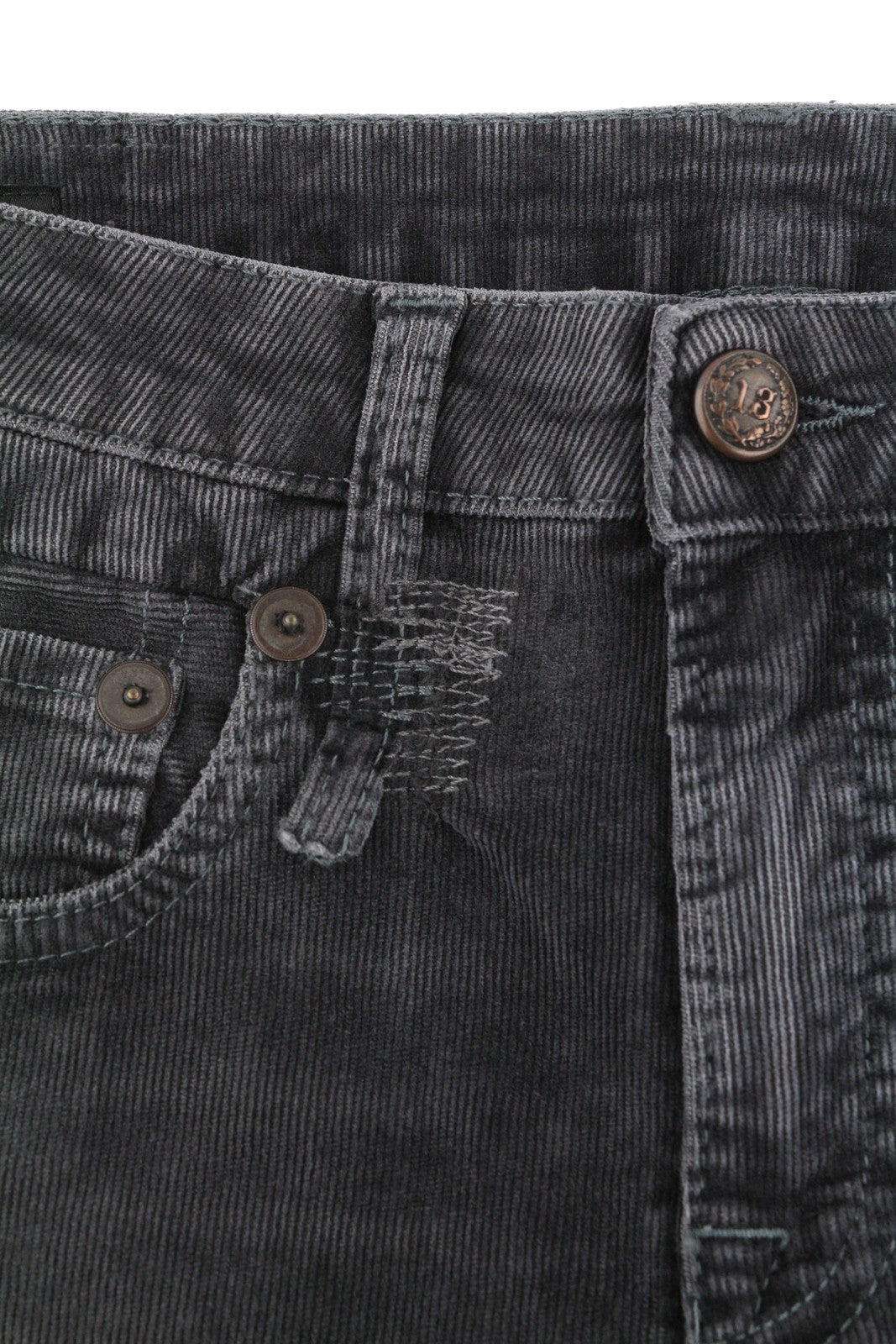 R13 Boy Straight Women Trousers 26 Obsidian Stretch Cord Cropped Faded FW25