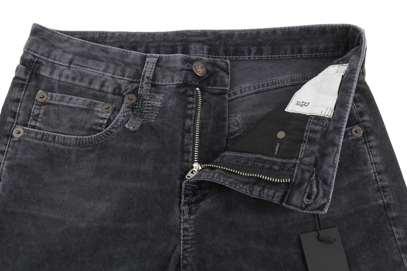 R13 Boy Straight Women Trousers 26 Obsidian Stretch Cord Cropped Faded FW25