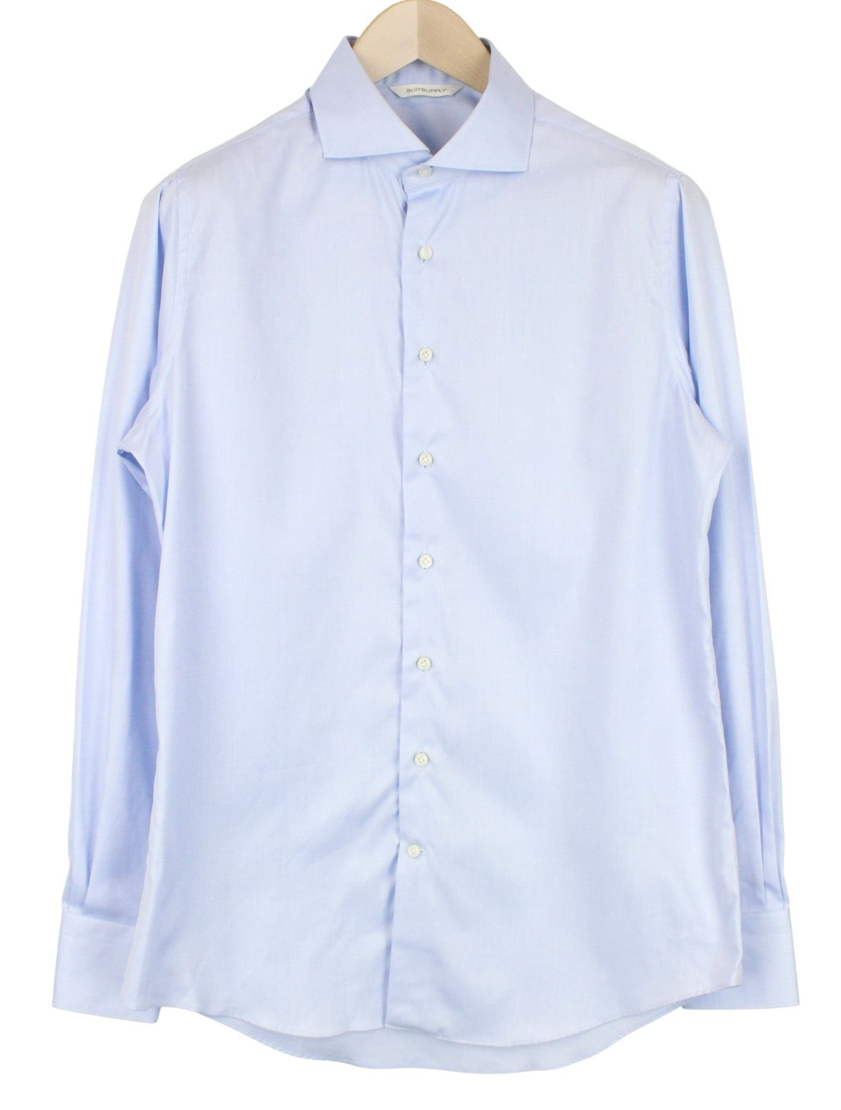 SUITSUPPLY Men's Formal Shirt ~M Light Blue Cotton Slim Classic Cutaway Fit