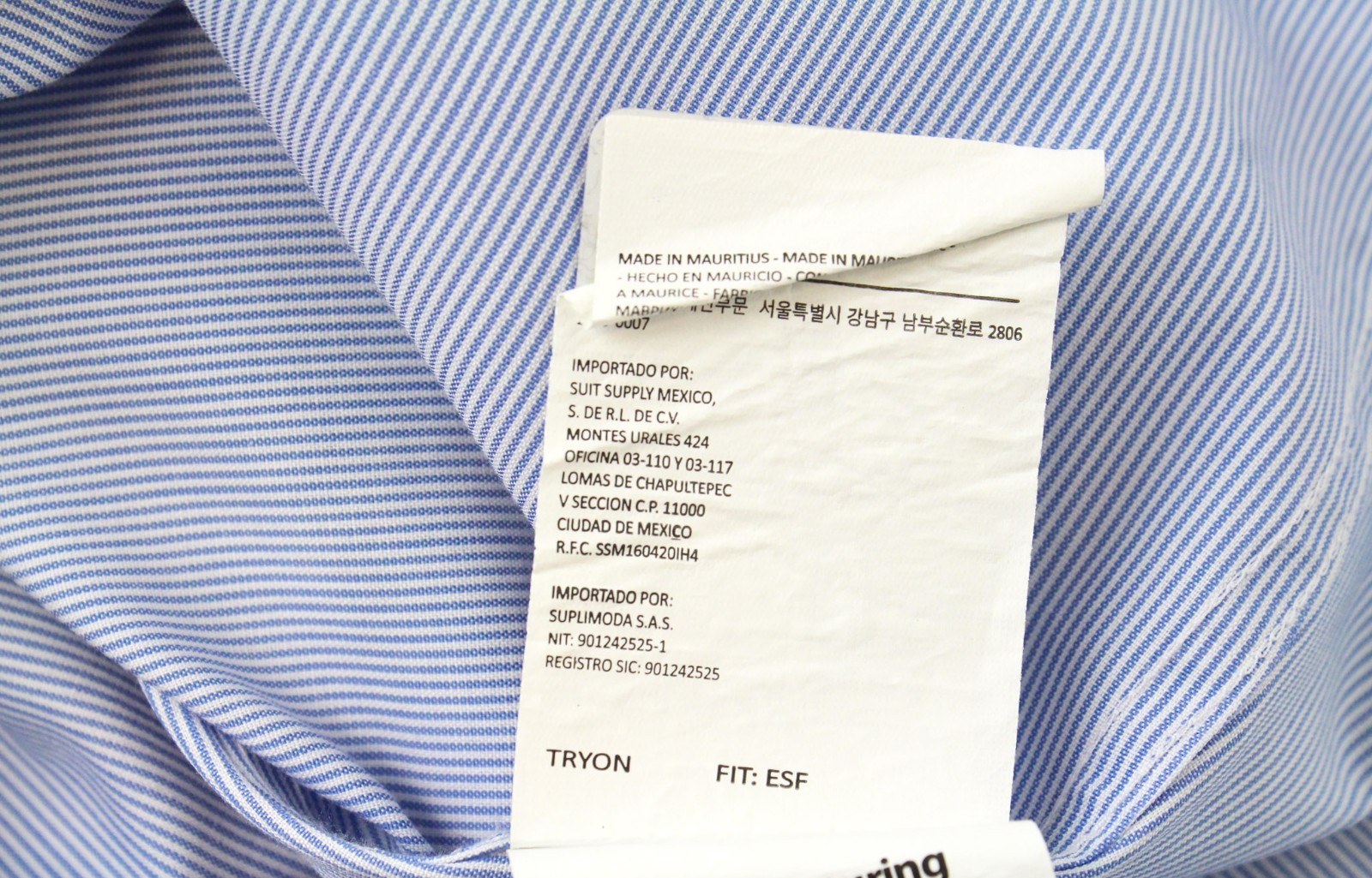 SUITSUPPLY Men's Formal Shirt 45/17.75 Blue Cotton Striped Slim Extra Fit Try On