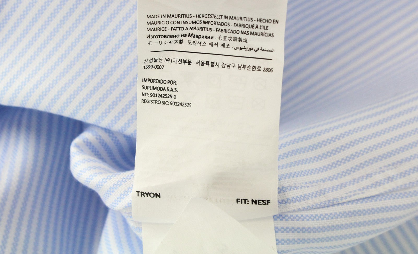 SUITSUPPLY Men's Formal Shirt 40L/15.75L Blue Melange Striped Cotton Extra Slim