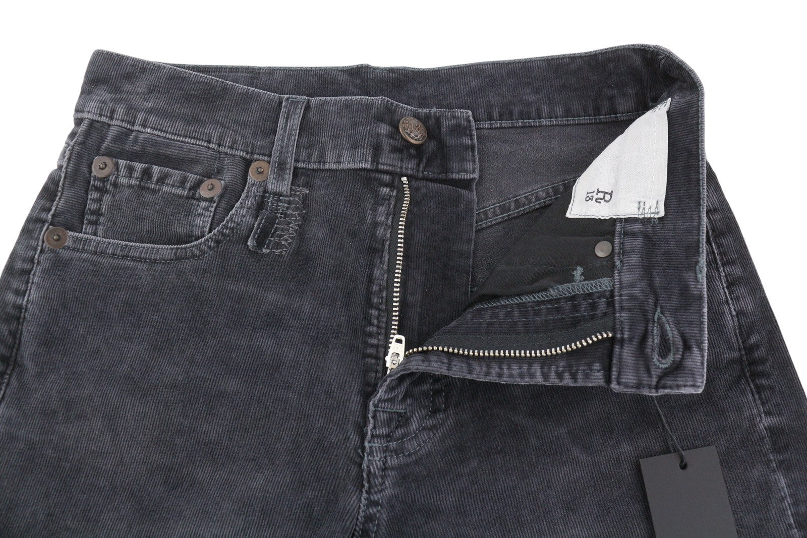 R13 Romeo Women Trousers 24 Obsidian Stretch Cord Straight Fit Zip FW25 RRP599