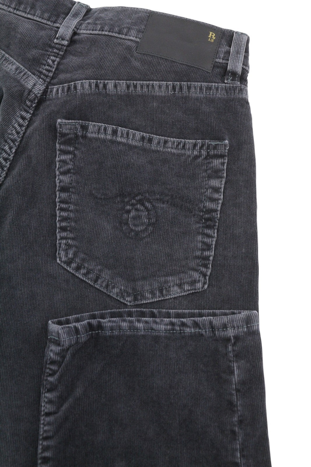 R13 Romeo Women Trousers 24 Obsidian Stretch Cord Straight Fit Zip FW25 RRP599