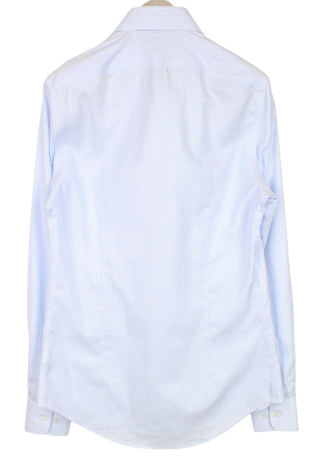 SUITSUPPLY Men's Formal Shirt 40L/15.75L Blue Striped Cotton Cutaway Extra Slim