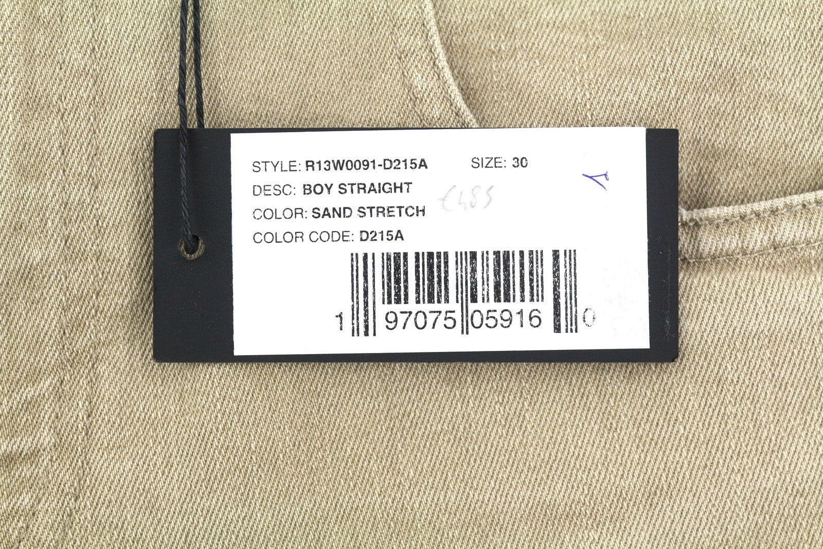 R13 Boy Straight Women Jeans 30 Sand Stretch Faded Cropped Ankle Length RRP549