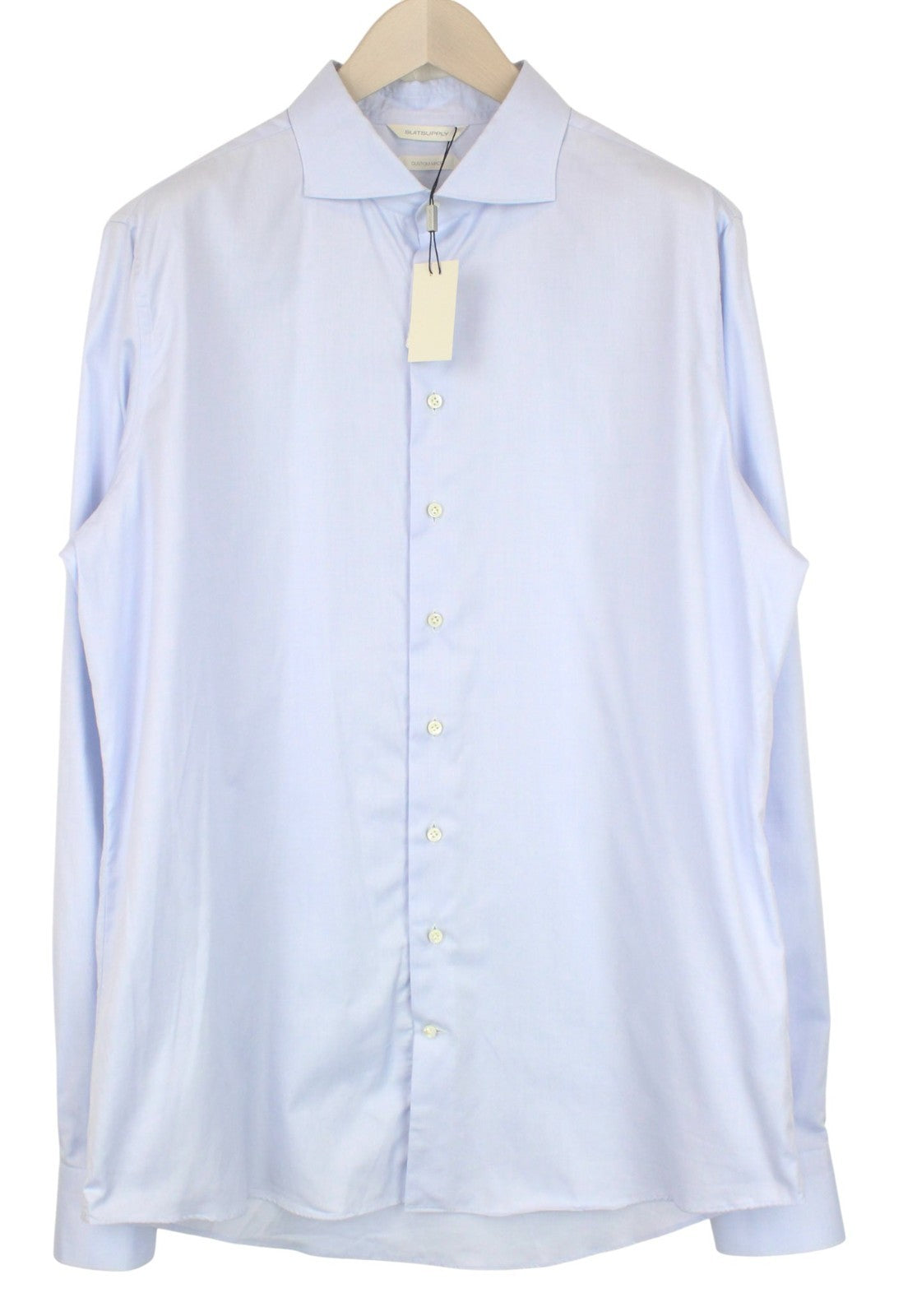 SUITSUPPLY Men's Formal Shirt 45L/17.75L Light Blue Cotton Cutaway Slim Formal