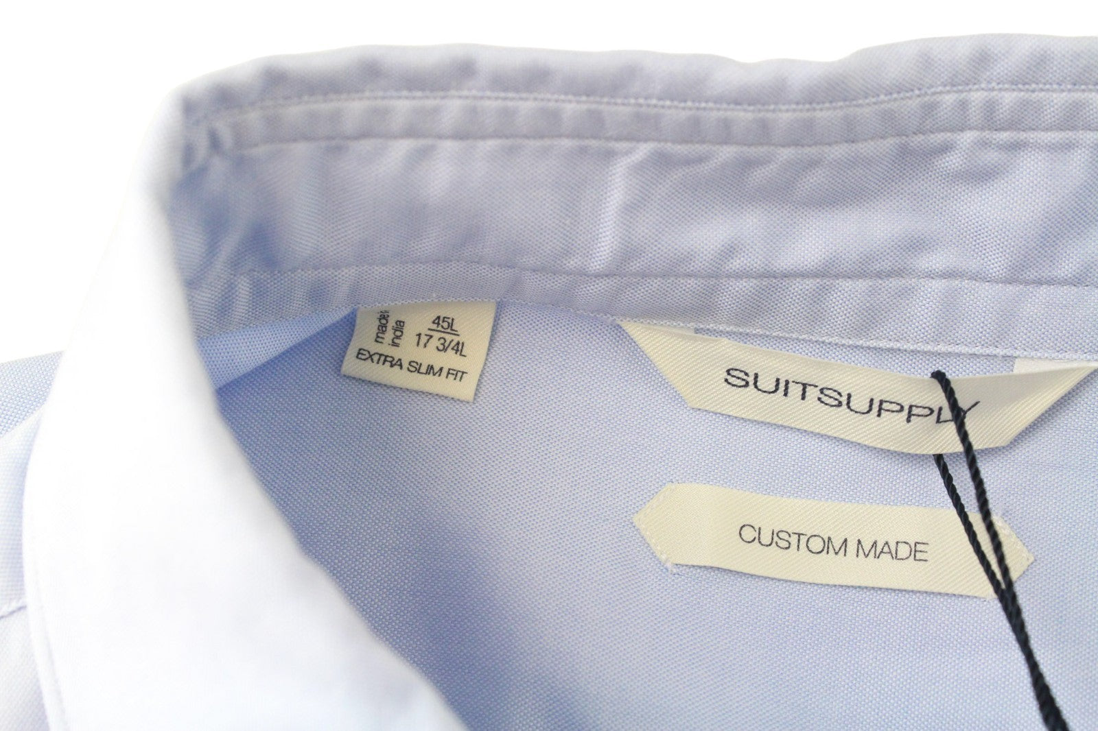 SUITSUPPLY Men's Formal Shirt 45L/17.75L Light Blue Cotton Cutaway Slim Formal