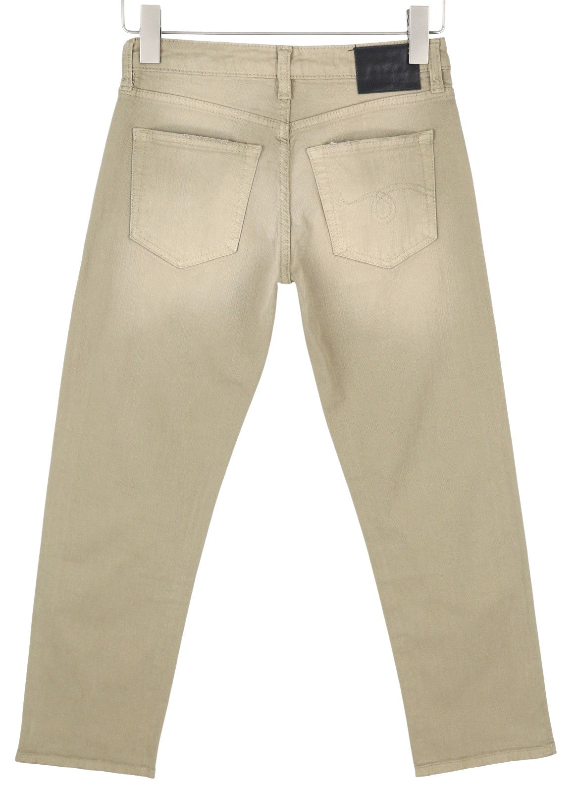 R13 Boy Straight Women Jeans 24 Pebble Stretch Faded Cropped Ankle Length Zip