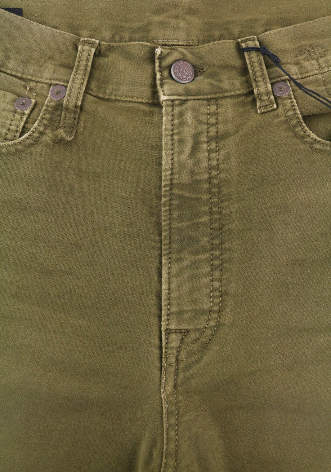 R13 Boyfriend Women Trousers 27 Olive Garment Dyed Moleskin Ankle Faded Zip FW25