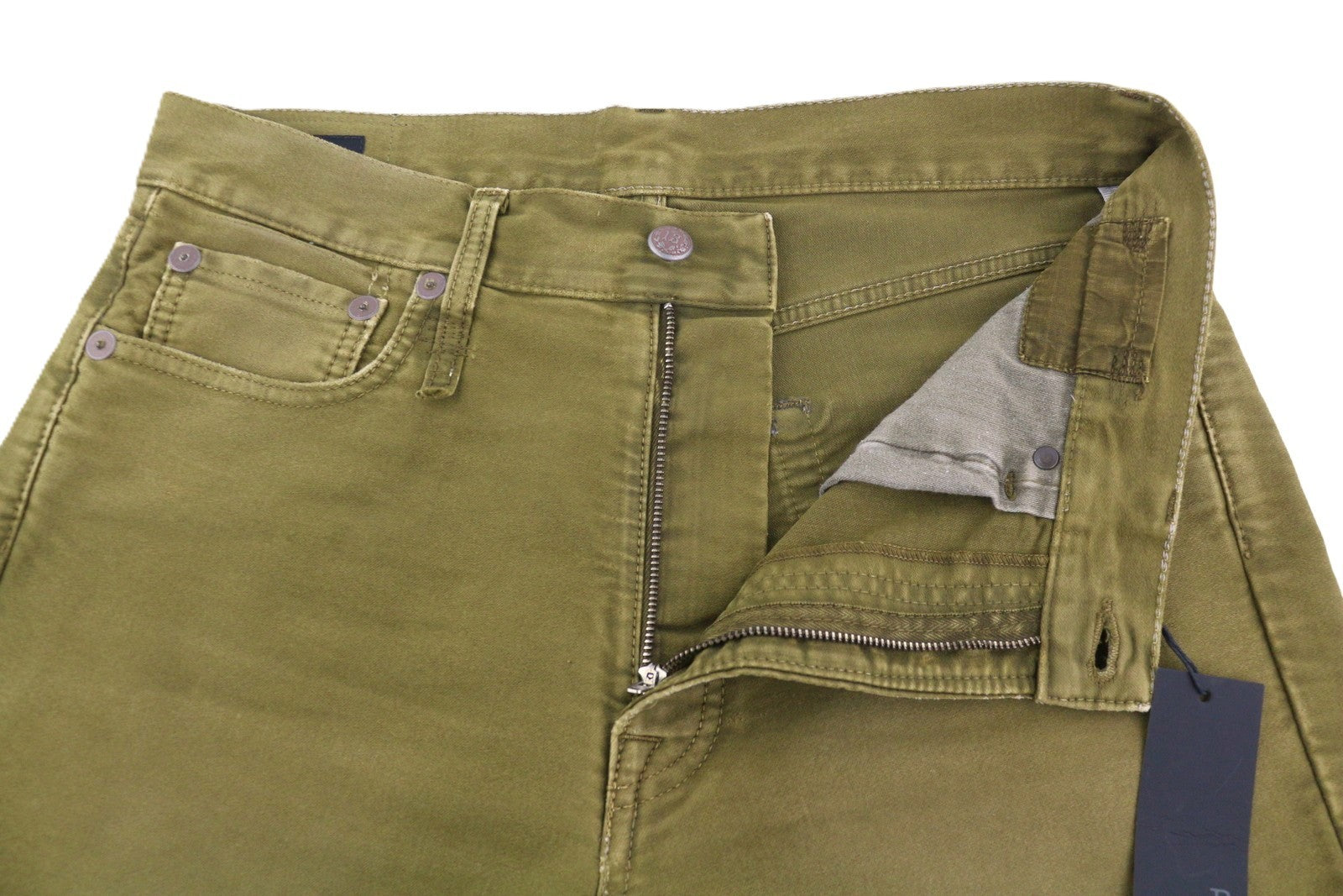 R13 Boyfriend Women Trousers 27 Olive Garment Dyed Moleskin Ankle Faded Zip FW25