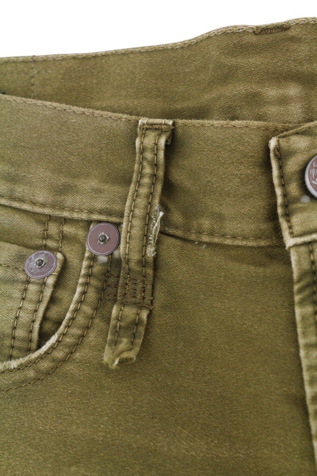 R13 Boyfriend Women Trousers 26 Olive Garment Dyed Moleskin Ankle Faded FW25