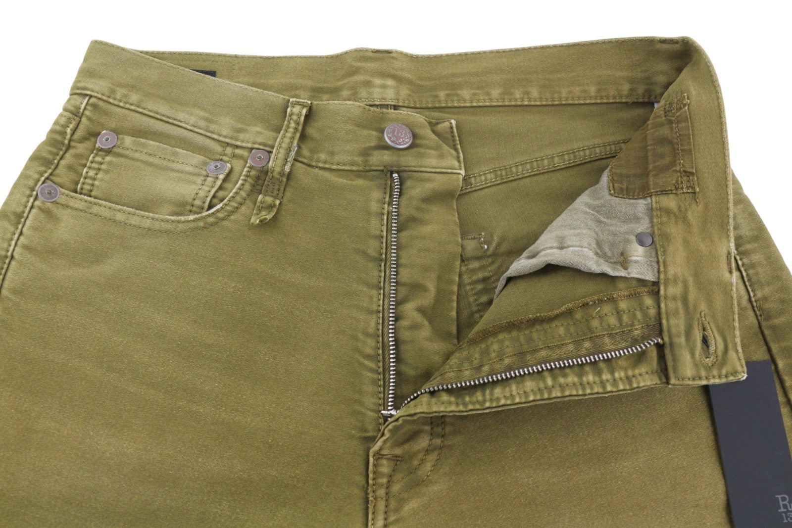 R13 Boyfriend Women Trousers 26 Olive Garment Dyed Moleskin Ankle Faded FW25