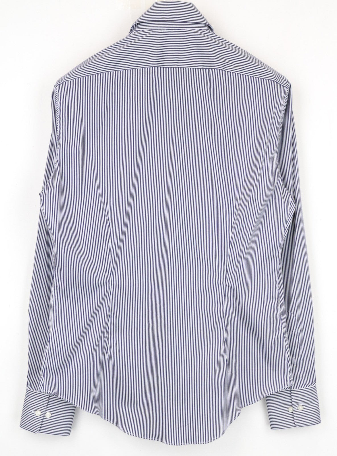 SUITSUPPLY Men's Formal Shirt ~S Blue Striped Cotton Slim Stretch Cutaway Fit