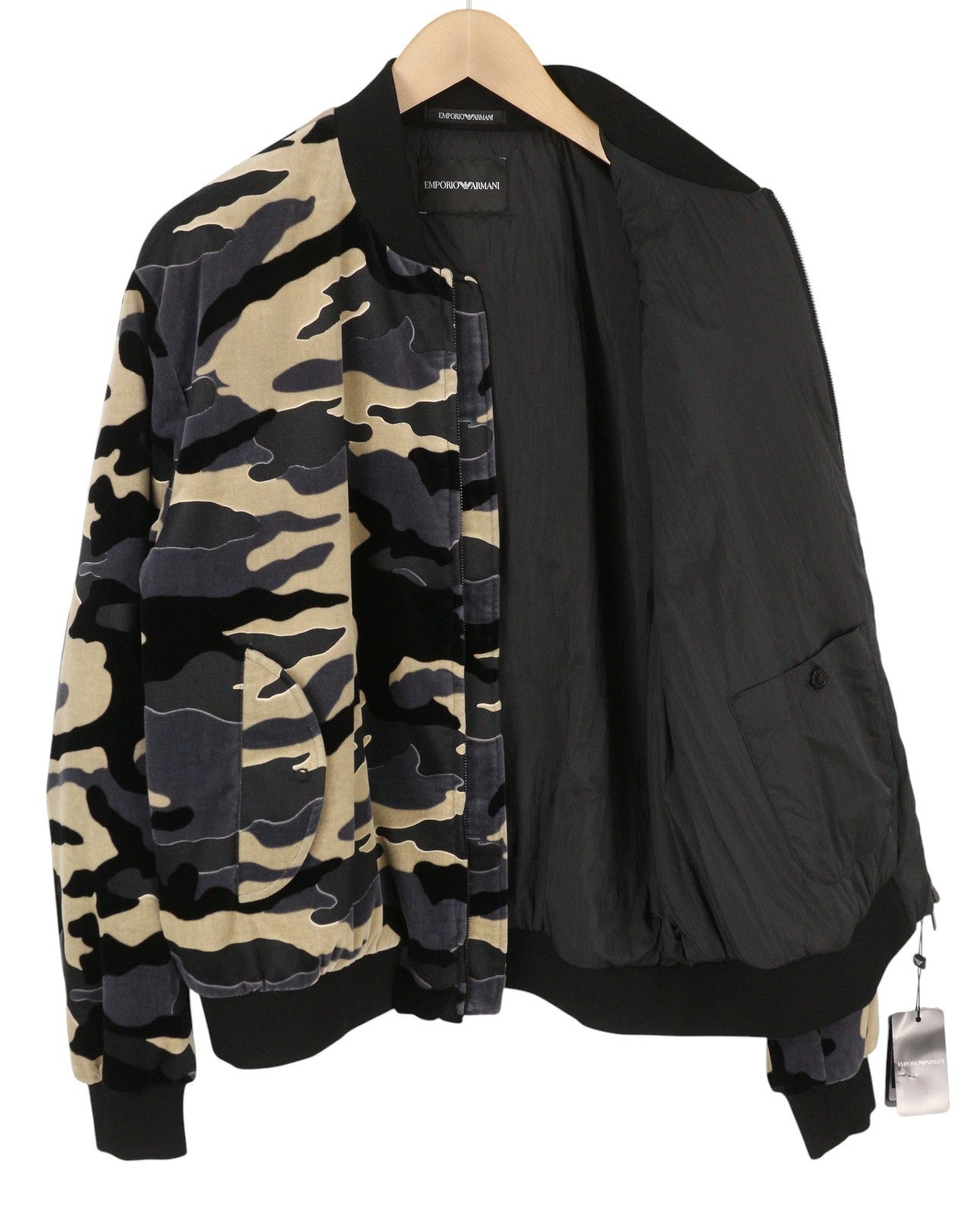 EMPORIO ARMANI Men Jacket EU52 Camouflage Soft Padded Lined Zip Bomber RRP799