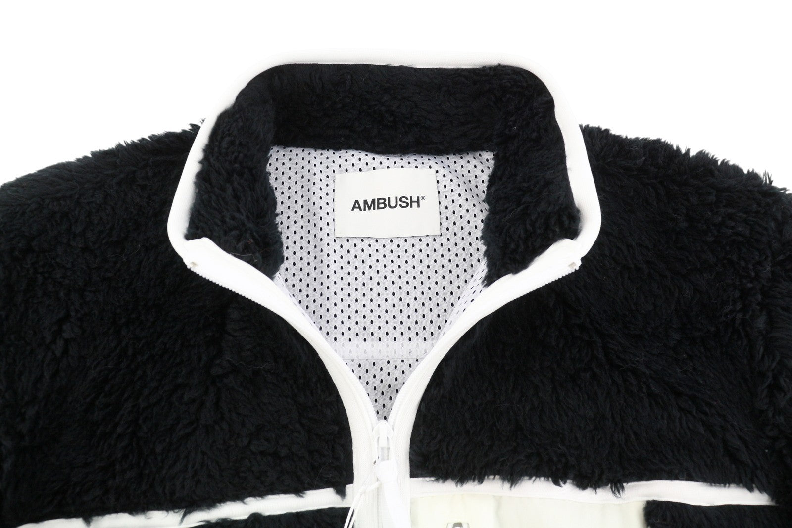 AMBUSH New Fleece Men Jacket L Black Fluffy Faux Fur Zipper Lightweight RRP710