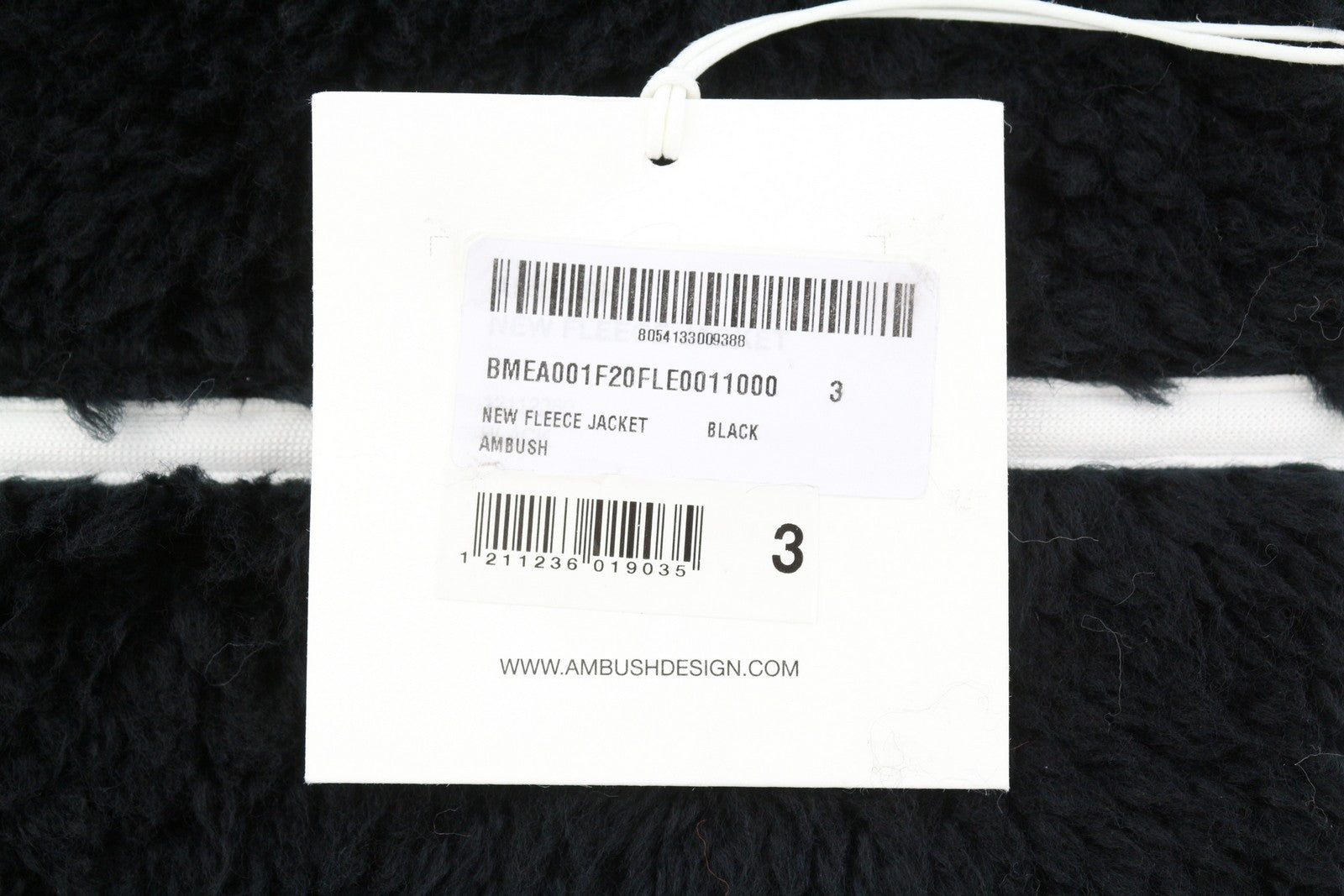 AMBUSH New Fleece Men Jacket L Black Fluffy Faux Fur Zipper Lightweight RRP710