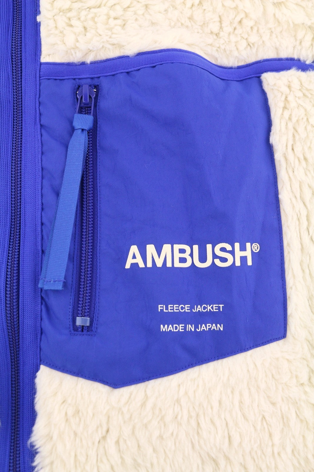 AMBUSH New Fleece Men Jacket M Ivory Fluffy Faux Fur Zipper Lightweight RRP710