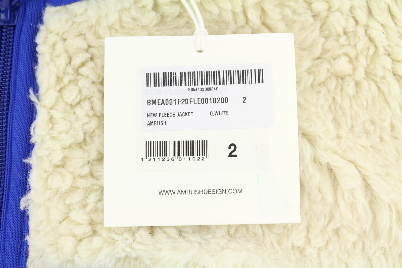 AMBUSH New Fleece Men Jacket M Ivory Fluffy Faux Fur Zipper Lightweight RRP710