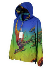 VALENTINO Men Jacket 48 Dragon Print Mesh Lined Hooded Zip Lightweight RRP1800