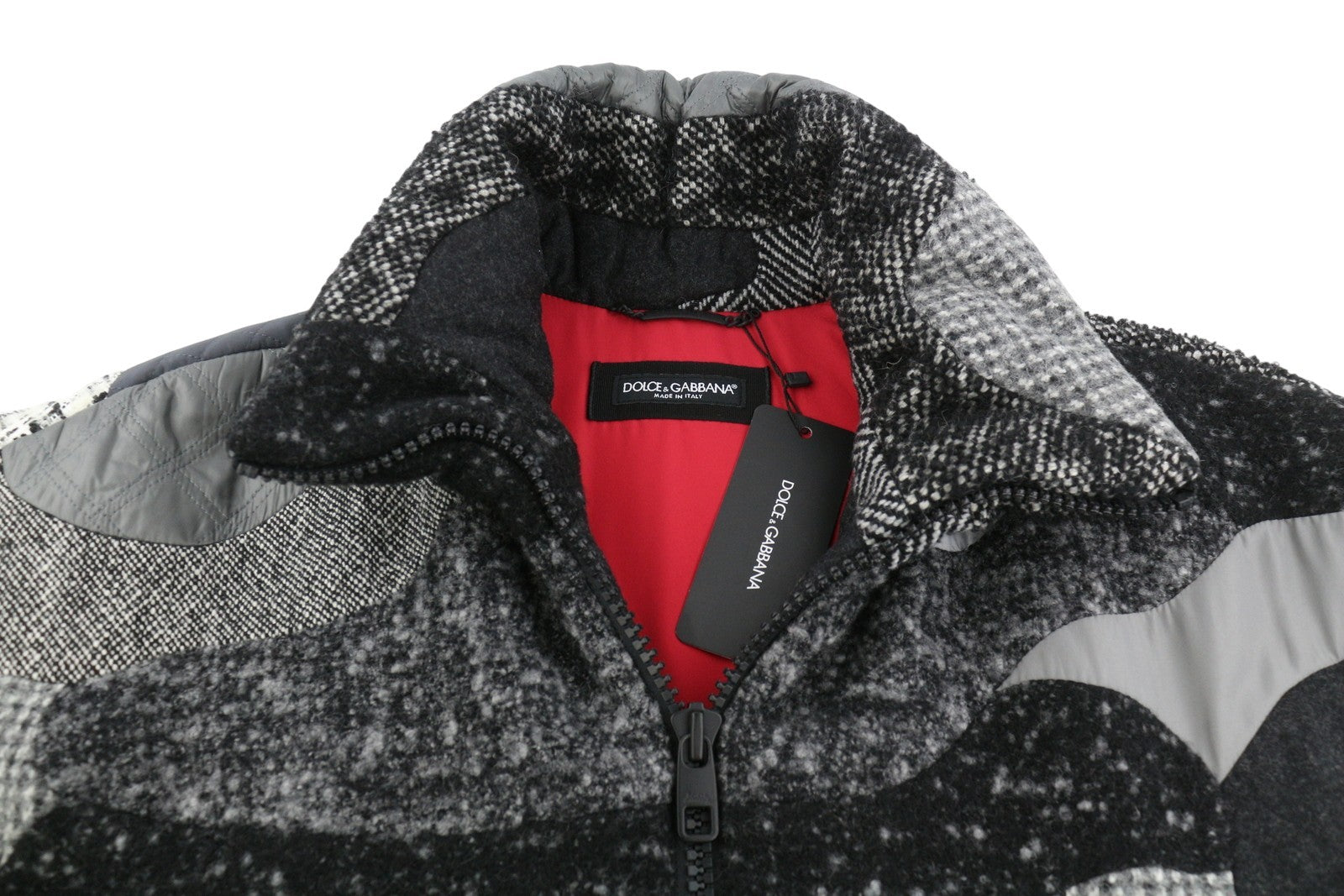 DOLCE & GABBANA Men Waistcoat 48 Grey Patches Wool Alpaca Blend Padded RRP2499