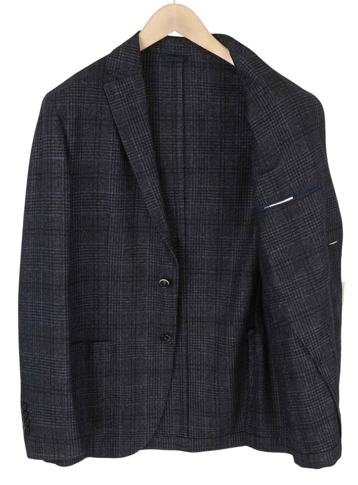 HACKETT Mayf Gmd Wool Check Men Blazer EU50 Grey Wool Blend Unlined Notch RRP550
