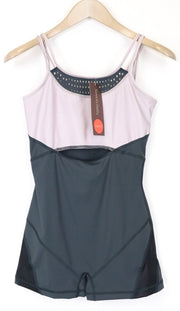 SWEATY BETTY Passe Women's Dance Leotard XS/S Grey Purple Stretch Jumpsuit