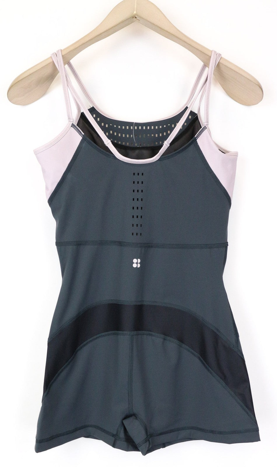 SWEATY BETTY Passe Women's Dance Leotard XS/S Grey Purple Stretch Jumpsuit