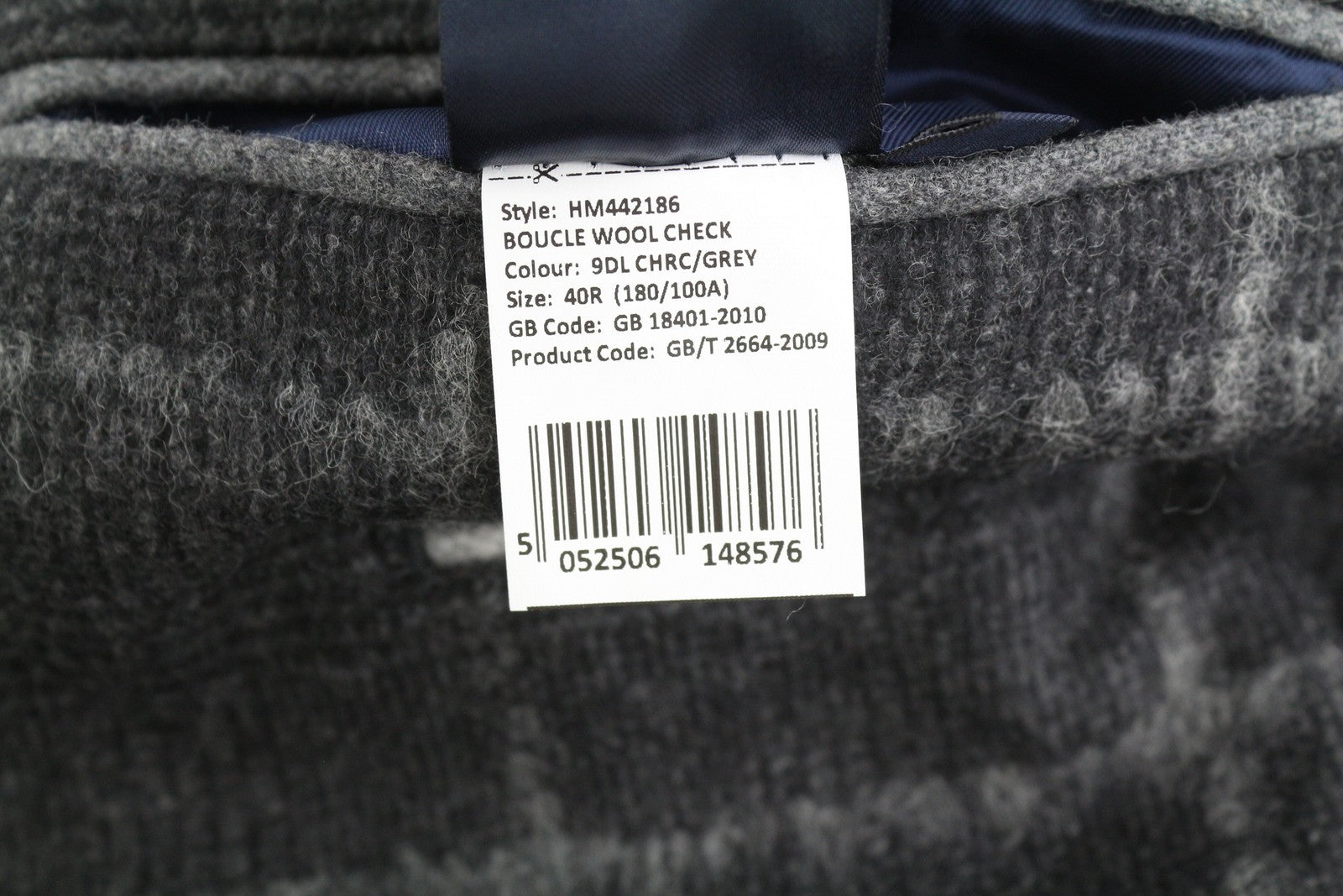 HACKETT Boucle Wool Check Men Blazer EU50 Grey Half Lined Peak RRP575