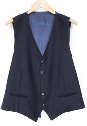 SUITSUPPLY Ferrara Men's Waistcoat UK42R Blue Wool Single Breasted Smart Vest